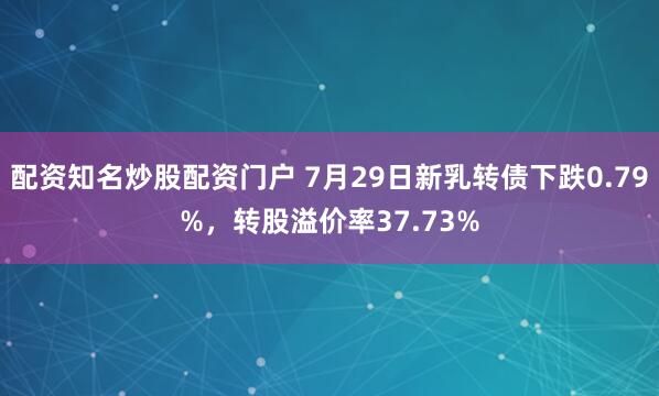 配资知名炒股配资门户 7月29日新乳转债下跌0.79%，转股溢价率37.73%